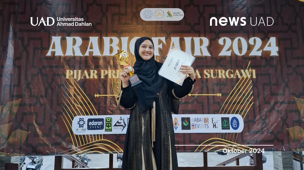 Dara Safina Darmayana pada Perlombaan Arabic Fair Nasional 2024 mewakili Universitas Ahmad Dahlan (UAD) (Dok. Dara Safina)