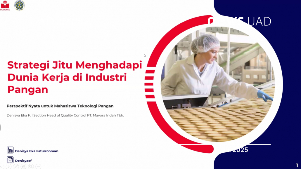 Webinar Strategi Karier Industri Pangan, PSTP UAD Hadirkan Praktisi PT Mayora