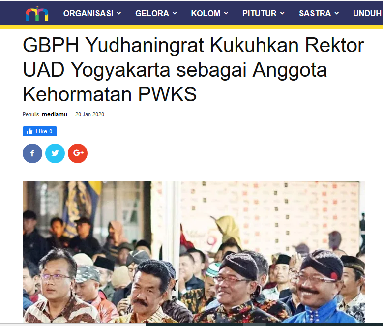 GBPH Yudhaningrat Kukuhkan Rektor UAD Yogyakarta sebagai Anggota Kehormatan PWKS
