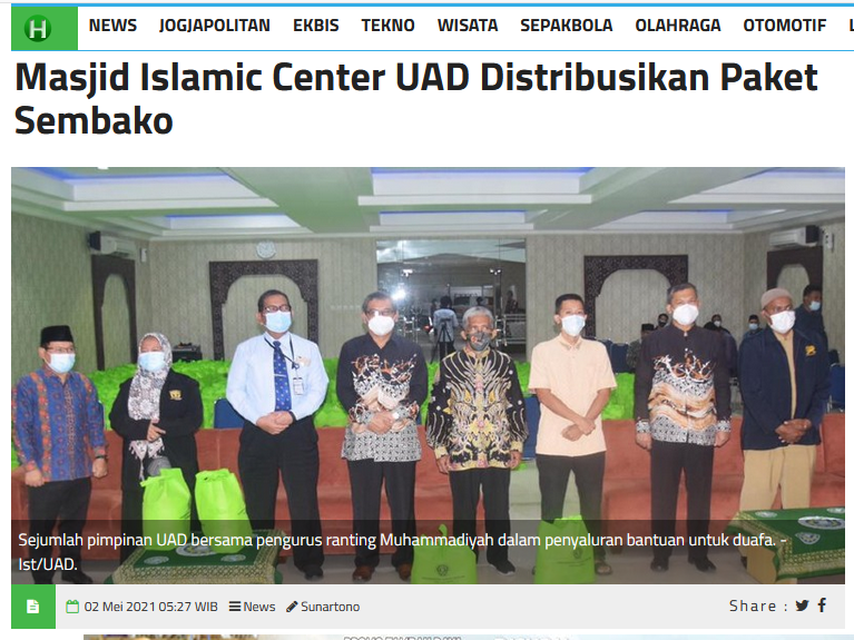 Masjid Islamic Center UAD Distribusikan Paket Sembako