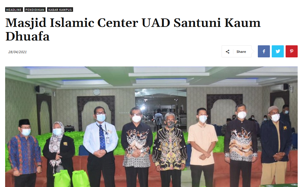 Masjid Islamic Center UAD Santuni Kaum Dhuafa
