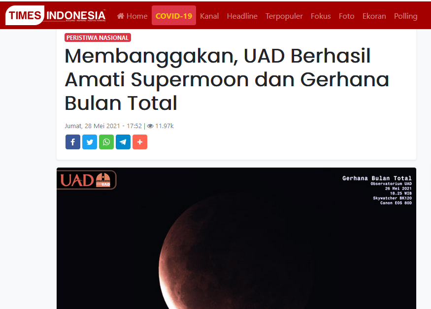 Membanggakan, UAD Berhasil Amati Supermoon dan Gerhana Bulan Total