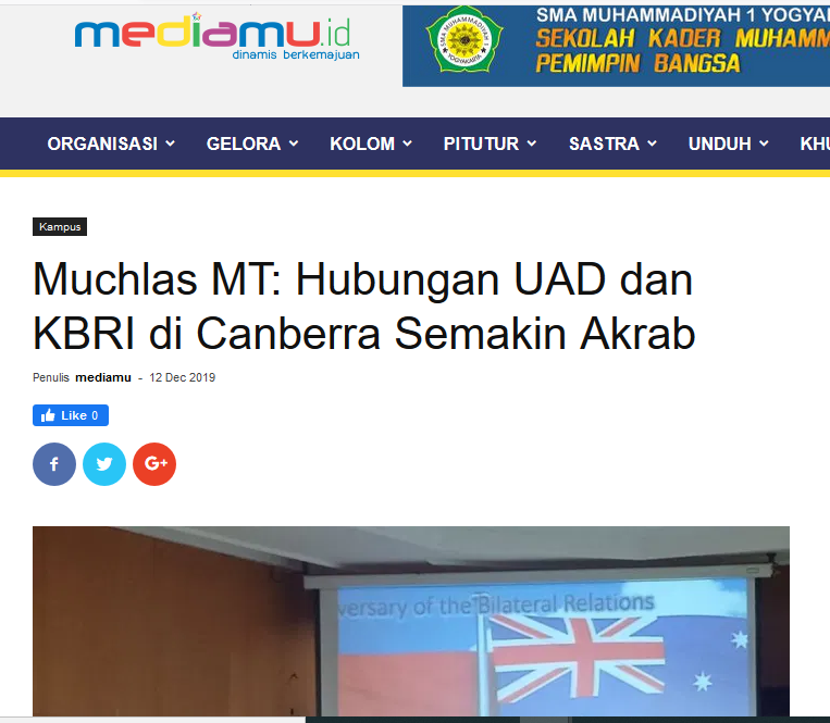 Muchlas MT: Hubungan UAD dan KBRI di Canberra Semakin Akrab