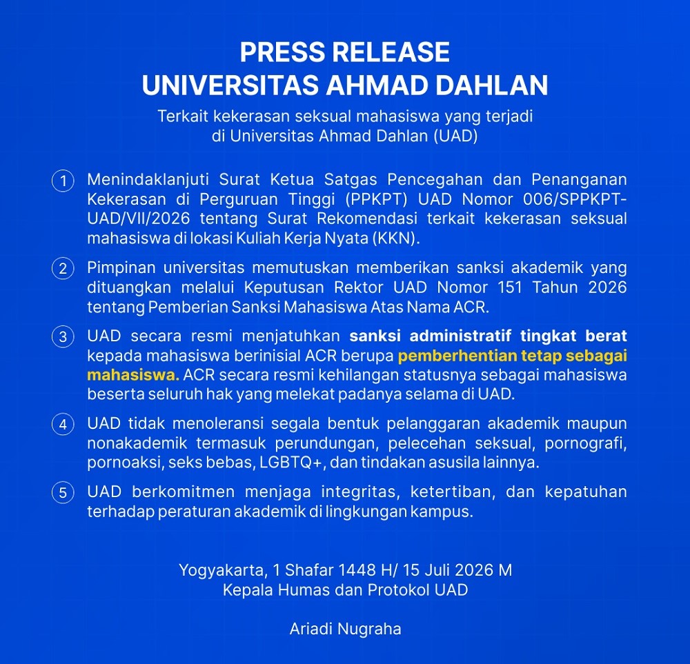 Press Release Universitas Ahmad Dahlan