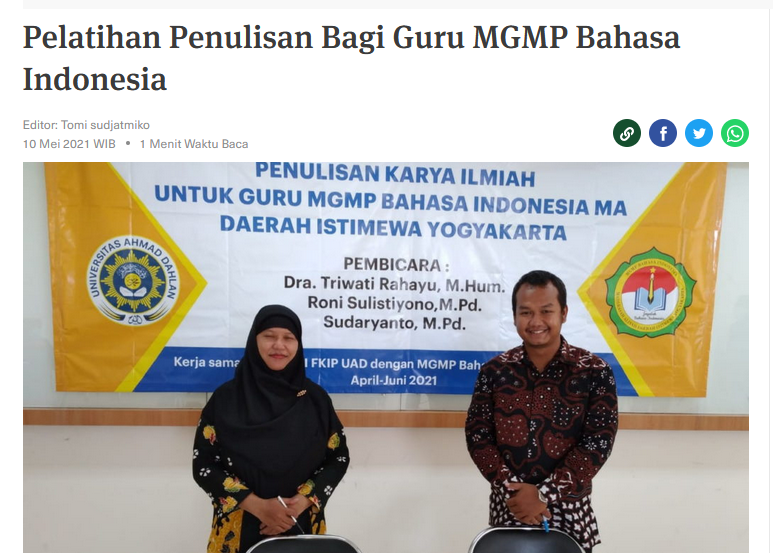 Pelatihan Penulisan Bagi Guru MGMP Bahasa Indonesia