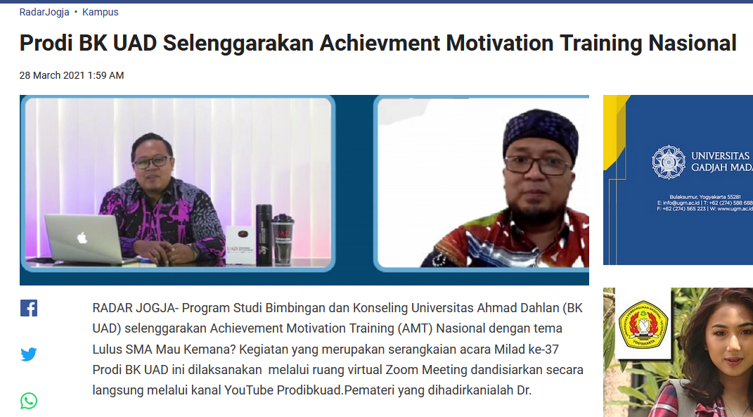 Prodi BK UAD Selenggarakan Achievment Motivation Training Nasional