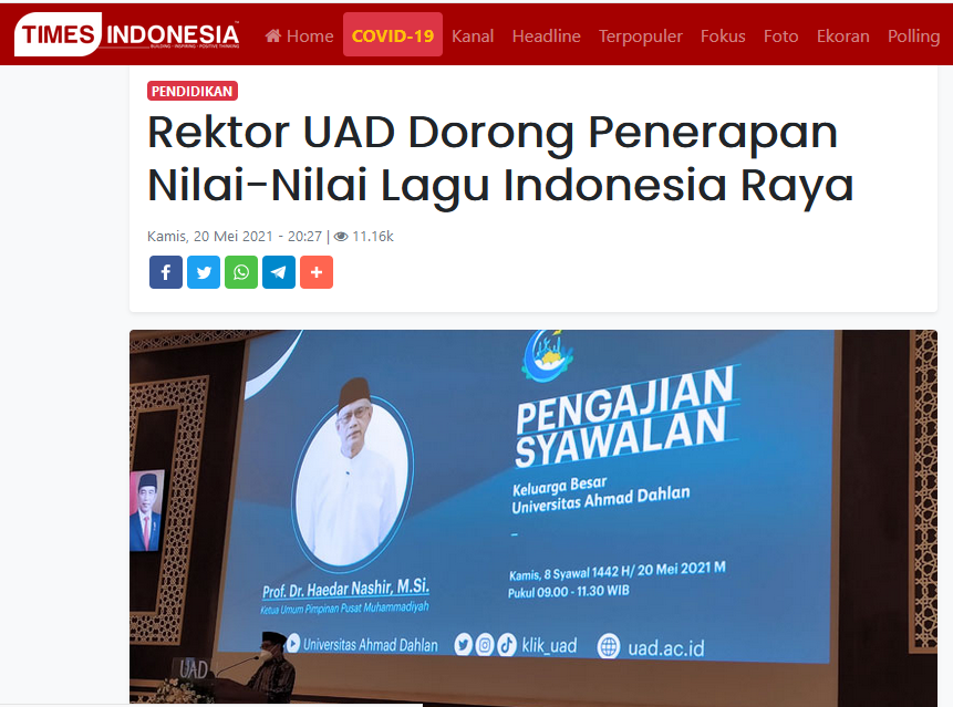 Rektor UAD Dorong Penerapan Nilai-Nilai Lagu Indonesia Raya