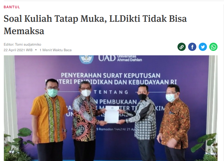 Soal Kuliah Tatap Muka, LLDikti Tidak Bisa Memaksa