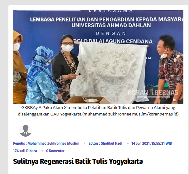 Sulitnya Regenerasi Batik Tulis Yogyakarta