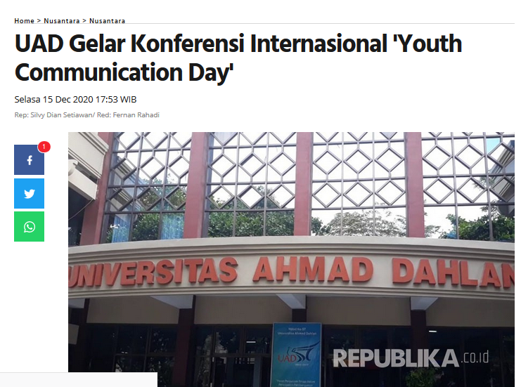 UAD Gelar Konferensi Internasional ‘Youth Communication Day’