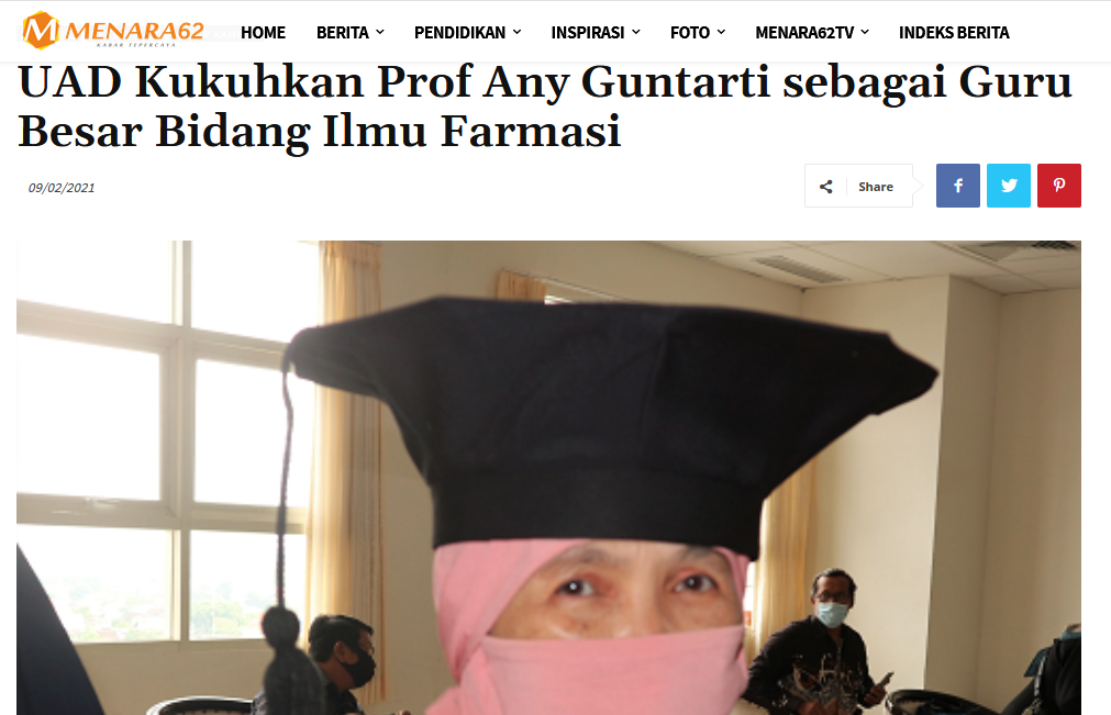 UAD Kukuhkan Prof Any Guntarti sebagai Guru Besar Bidang Ilmu Farmasi
