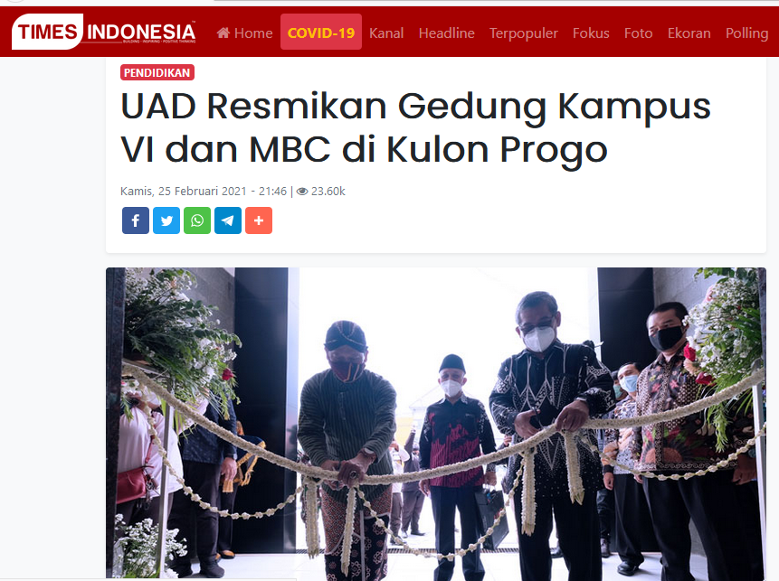 UAD Resmikan Gedung Kampus VI dan MBC di Kulon Progo