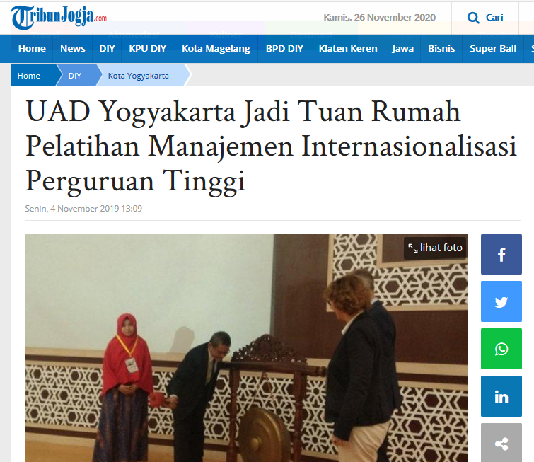 UAD Yogyakarta Jadi Tuan Rumah Pelatihan Manajemen Internasionalisasi Perguruan Tinggi