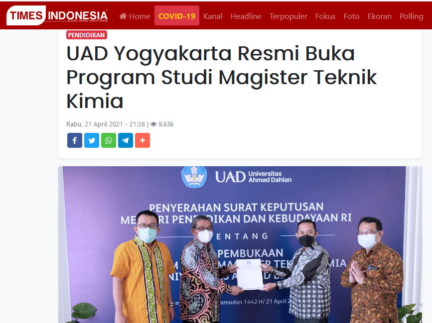 UAD Yogyakarta Resmi Buka Program Studi Magister Teknik Kimia