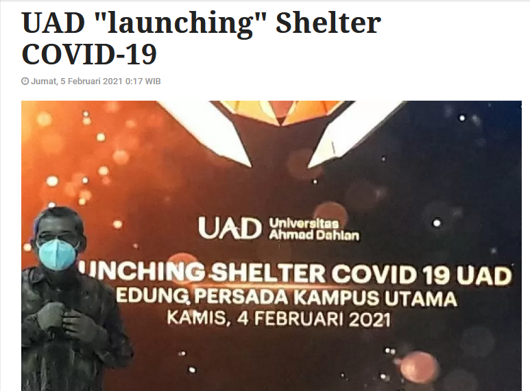 UAD “launching” Shelter COVID-19