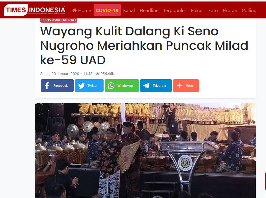 Wayang Kulit Dalang Ki Seno Nugroho Meriahkan Puncak Milad ke-59 UAD
