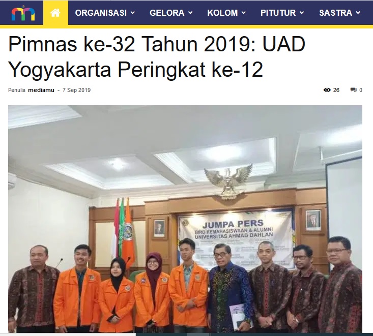 Pimnas ke-32 Tahun 2019: UAD Yogyakarta Peringkat ke-12